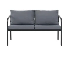 Dvivietė sodo sofa su pagalvėlėmis, pilkos spalvos, aliuminis