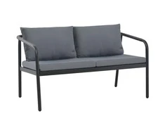 Dvivietė sodo sofa su pagalvėlėmis, pilkos spalvos, aliuminis