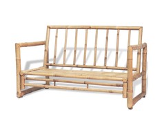 Dvivietė sodo sofa su pagalvėlėmis, pilkos spalvos, bambukas