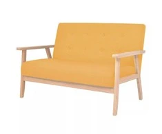 Dvivietė sofa, geltonos spalvos, audinys