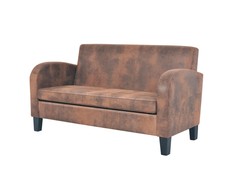 Dvivietė sofa, dirbtinė zomšos oda, ruda
