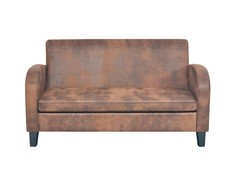 Dvivietė sofa, dirbtinė zomšos oda, ruda