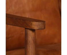 Dvivietė sofa, tikra oda ir akacijos mediena, ruda