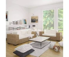 Sofa Dvivietės ir trivietės sofų komplektas, ratanas