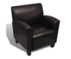 Sofa-kėdė, tamsiai ruda, dirbtinė oda