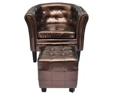 Fotelis Krėslas su pakoja, ruda, dirbtinė oda