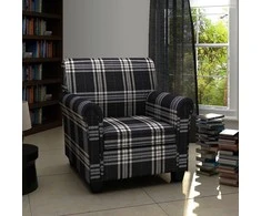 Fotelis Sofa-kėdė su pagalve, juodos spalvos, audinys