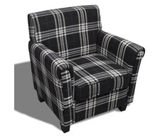 Fotelis Sofa-kėdė su pagalve, juodos spalvos, audinys