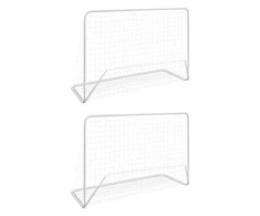 Futbolo vartai su tinklu, 2vnt., balta, plienas, 182x61x122cm
