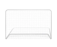Futbolo vartai su tinklu, 2vnt., balta, plienas, 182x61x122cm
