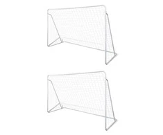 Futbolo vartai su tinkl., 2 vnt., 240x90x150 cm, plienas