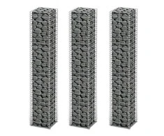 Gabionų rinkinys, 3 vnt., cinkuota viela, 25 x 25 x 150 cm