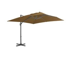 Gembinis sodo skėtis su aliuminio stulpu, taupe, 300x300cm