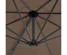 Gembinis sodo skėtis su aliuminio stulpu, taupe, 300cm
