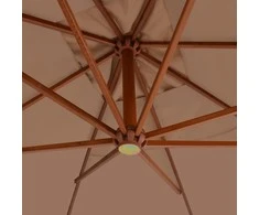 Gembinis sodo skėtis su mediniu stulpu, taupe, 400x300cm