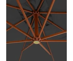 Gembinis sodo skėtis su mediniu stulpu, antracito, 400x300cm