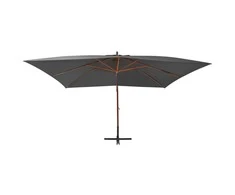 Gembinis sodo skėtis su mediniu stulpu, antracito, 400x300cm