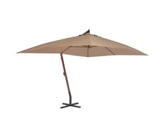 Gembinis sodo skėtis su mediniu stulpu, taupe, 400x300cm
