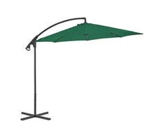 Gembinis sodo skėtis su plieniniu stulpu, žalias, 300cm