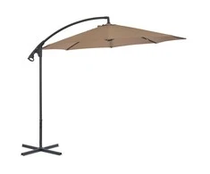 Gembinis sodo skėtis su plieniniu stulpu, taupe, 300cm