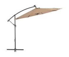 Gembinis skėtis su LED ir plieniniu stulpu, taupe, 300cm