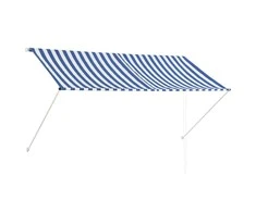 Ištraukiama markizė, mėlynos ir baltos spalvos, 250x150 cm