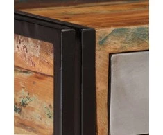 Kavos staliukas su 3 stalčiais, perdirbta mediena, 100x50x35 cm