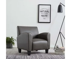Fotelis Sofa kėdė, pilkos spalvos, dirbtinė oda