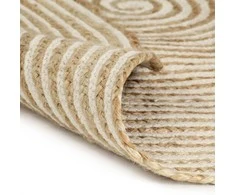 Kilimas, baltas, 150cm, džiutas, rankų darbo, spiralės dizainas