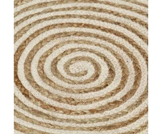 Kilimas, baltas, 150cm, džiutas, rankų darbo, spiralės dizainas