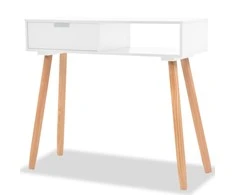 Konsolinis stalas, masyvi pušies mediena, 80x30x72cm, balta