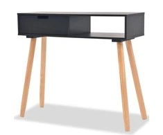Konsolinis stalas, masyvi pušies mediena, 80x30x72cm, juoda