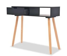 Konsolinis stalas, masyvi pušies mediena, 80x30x72cm, juoda