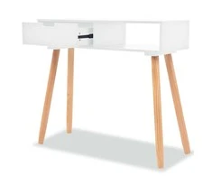 Konsolinis stalas, masyvi pušies mediena, 80x30x72cm, balta