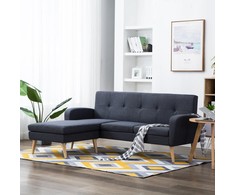 L-formos sofa, audinio apmušalas, 186x136x79 cm, tamsiai pilka