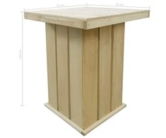 Baro stalas, 75x75x110cm, impregnuota pušies mediena