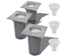Lauko LED šviestuvai grindiniui, 3 vnt., kvadratiniai