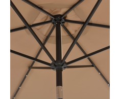 Lauko skėtis su LED ir plieniniu stulpu, taupe, 300cm
