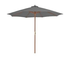 Lauko skėtis nuo saulės su mediniu stulpu, antracito, 300cm