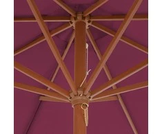 Lauko skėtis nuo saulės su mediniu stulpu, raudonas, 300cm