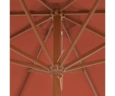 Lauko skėtis nuo saulės su mediniu stulpu, terakota, 300cm