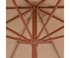 Lauko skėtis nuo saulės su mediniu stulpu, taupe spalvos, 300cm