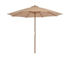 Lauko skėtis nuo saulės su mediniu stulpu, taupe spalvos, 300cm