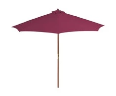 Lauko skėtis nuo saulės su mediniu stulpu, raudonas, 300cm