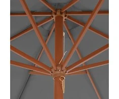 Lauko skėtis nuo saulės su mediniu stulpu, antracito, 300cm
