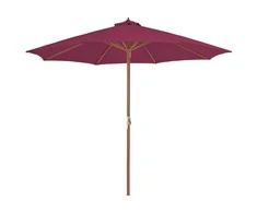 Lauko skėtis nuo saulės su mediniu stulpu, raudonas, 300cm