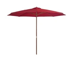 Lauko skėtis su mediniu stulpu, tamsiai raudonas, 350cm