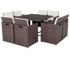 Lauko baldų komplektas Lauko valg. baldų komplekt. su pagalv., 9d., rudas, polirat.