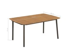 Sodo stalas, 150x90x72cm, akacijos med. mas. ir plienas