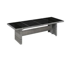 Sodo stalas, 240x90x74cm, poliratanas ir stiklas
